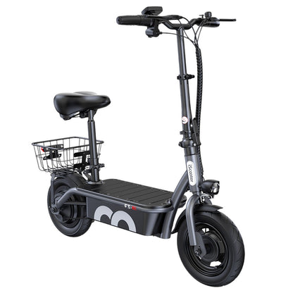 iScooter F3 Electric Scooter with Seat &amp; Rear Basket, 1000W Motor, 48V 13Ah Battery, 10 inch Pneumatic Tire, 45km/h Max Speed, 60km Range, Front &amp; Rear Drum Brake, 120kg Max Load