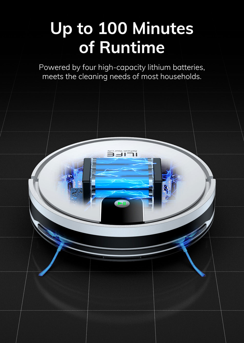 Robotický vysavač ILIFE G9 Pro, se samovyprazdňovací stanicí, gyroskopickou navigací, sacím tlakem 3000 Pa, dobou provozu 100 minut, sáčkem na prach o objemu 2,5 l, režimem Plan/Edge/Spot/Max, podporou Alexa/Google Home, s dálkovým ovládáním, bílý