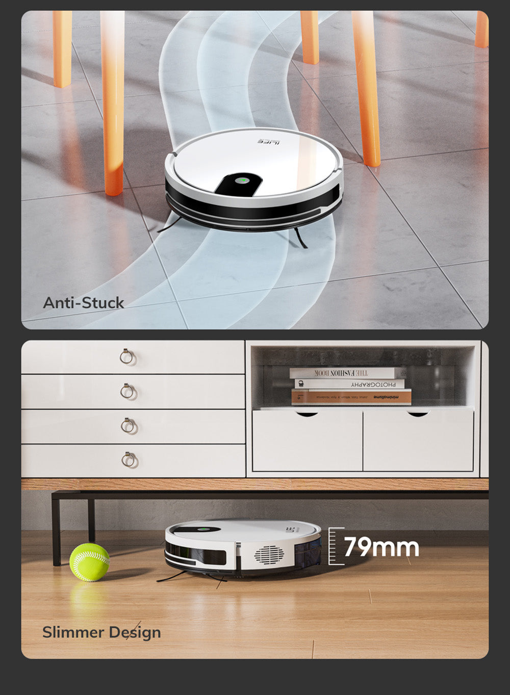 Robotický vysavač ILIFE G9 Pro, se samovyprazdňovací stanicí, gyroskopickou navigací, sacím tlakem 3000 Pa, dobou provozu 100 minut, sáčkem na prach o objemu 2,5 l, režimem Plan/Edge/Spot/Max, podporou Alexa/Google Home, s dálkovým ovládáním, bílý