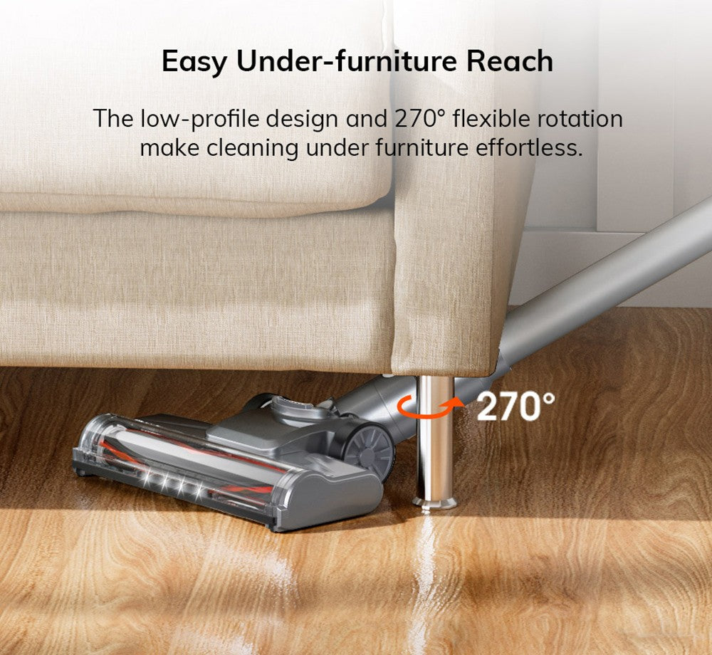 Bezdrátový vysavač ILIFE H80, sací tlak 20 kPa, maximální doba provozu 35 minut, LED světla, 5stupňová filtrace, nádoba na prach 0,55 l, teleskopická trubka, šedý