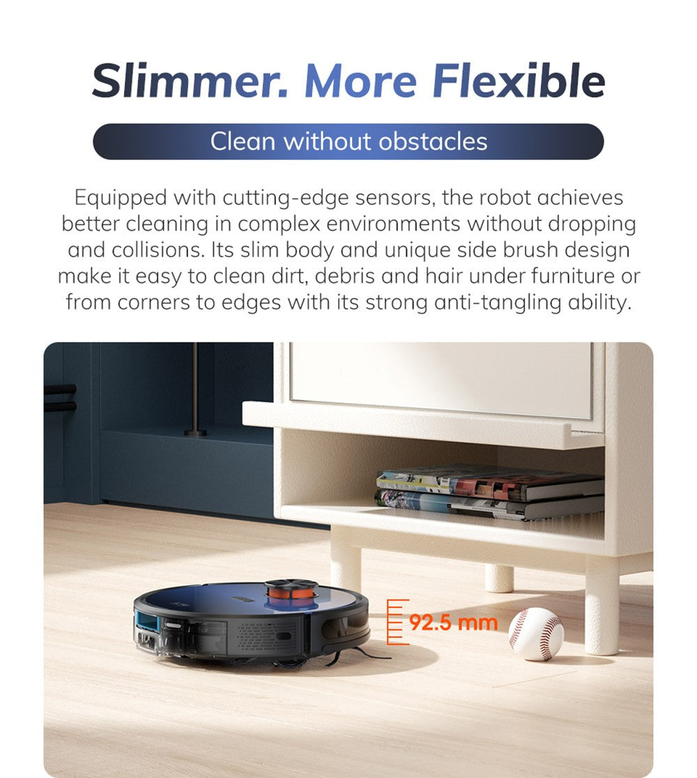 Robotický vysavač ILIFE T10s, vysavač a mop 2 v 1, samovyprazdňovací stanice, sací tlak 3000 Pa, sáček na prach 2,5 l, navigace LDS, výdrž baterie 150 minut, uložení až 5 map, aplikace a hlasové ovládání - přechodově modrá