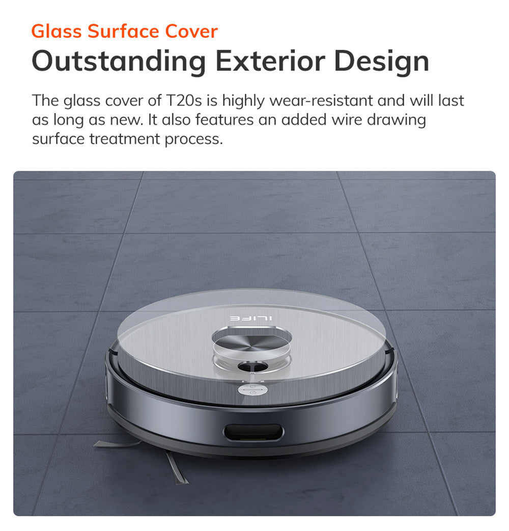 Robotický vysavač ILIFE T20S, sací výkon 5000 Pa, doba provozu 260 minut, samovyprazdňovací systém stanice, navigace LDS, ovládání aplikací, prachový sáček 3,5 l - černý