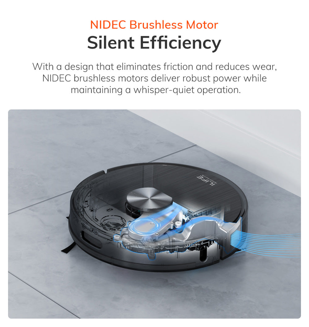 Robotický vysavač ILIFE T20S, sací výkon 5000 Pa, doba provozu 260 minut, samovyprazdňovací systém stanice, navigace LDS, ovládání aplikací, prachový sáček 3,5 l - černý