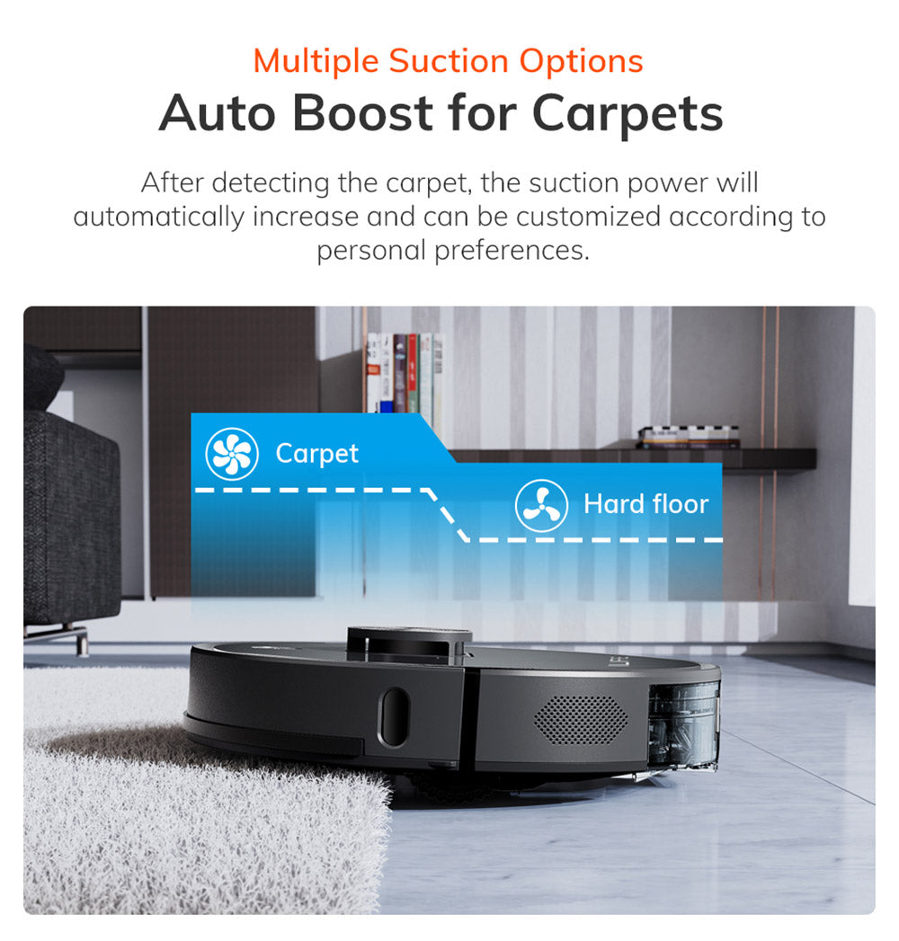 Robotický vysavač ILIFE T20S, sací výkon 5000 Pa, doba provozu 260 minut, samovyprazdňovací systém stanice, navigace LDS, ovládání aplikací, prachový sáček 3,5 l - černý