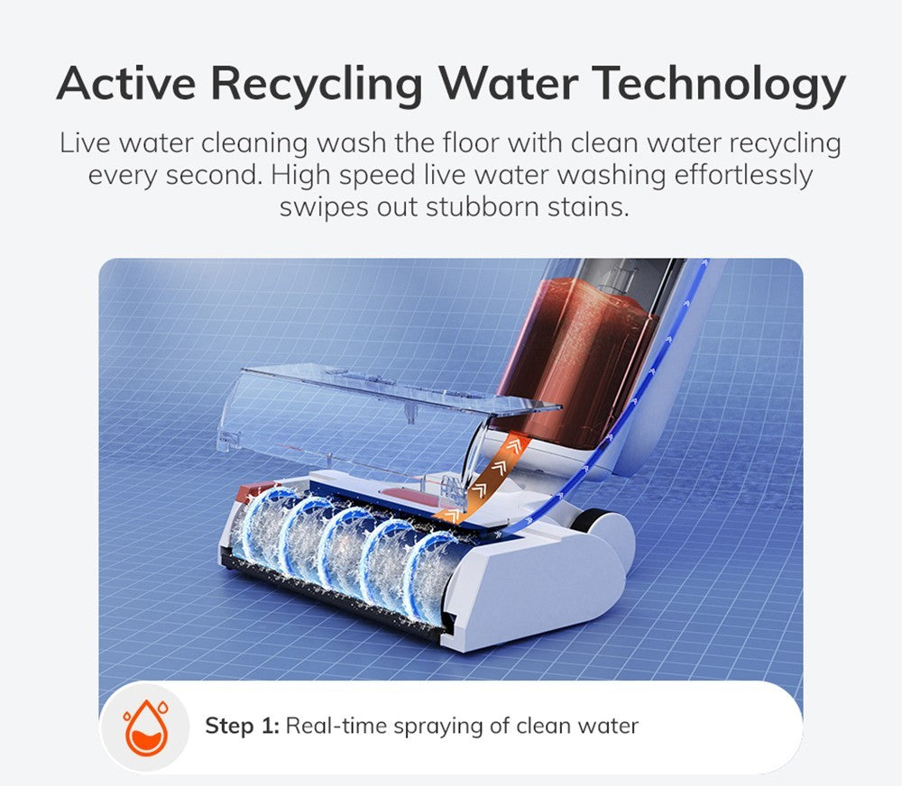 Bezdrátový mokro-suchý vysavač ILIFE W90, 3v1 vysávání a mytí, samočištění, 700ml nádrž na vodu, 30minutová výdrž, baterie 3000mAh, hlasové připomenutí - bílý