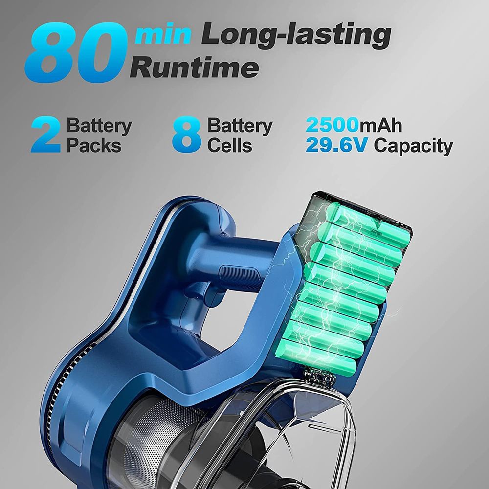 Ruční bezdrátový vysavač INSE S6P, sací výkon 23 kPa, bezkartáčový motor 250 W, odnímatelné baterie 2500 mAh na dřevěné podlahy, koberce, schody, záclony, auto, nábytek - modrý