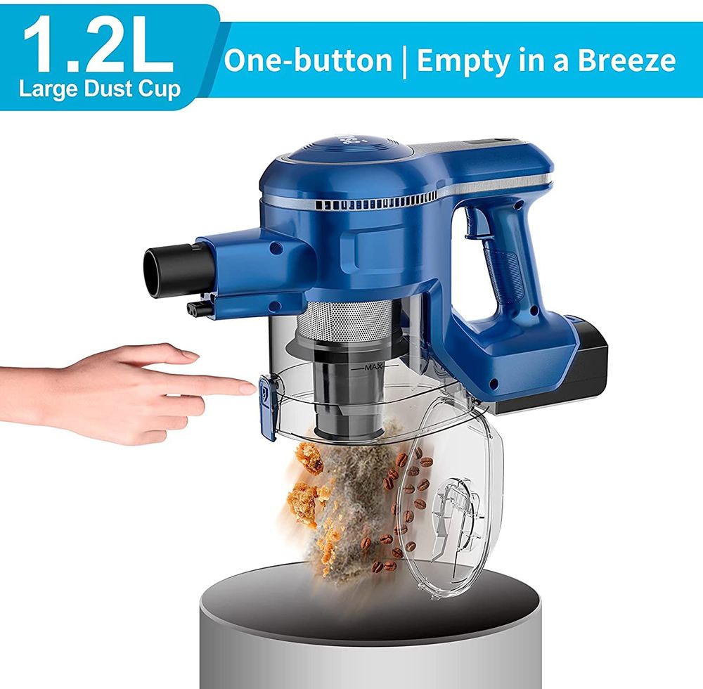 Ruční bezdrátový vysavač INSE S6P, sací výkon 23 kPa, bezkartáčový motor 250 W, odnímatelné baterie 2500 mAh na dřevěné podlahy, koberce, schody, záclony, auto, nábytek - modrý