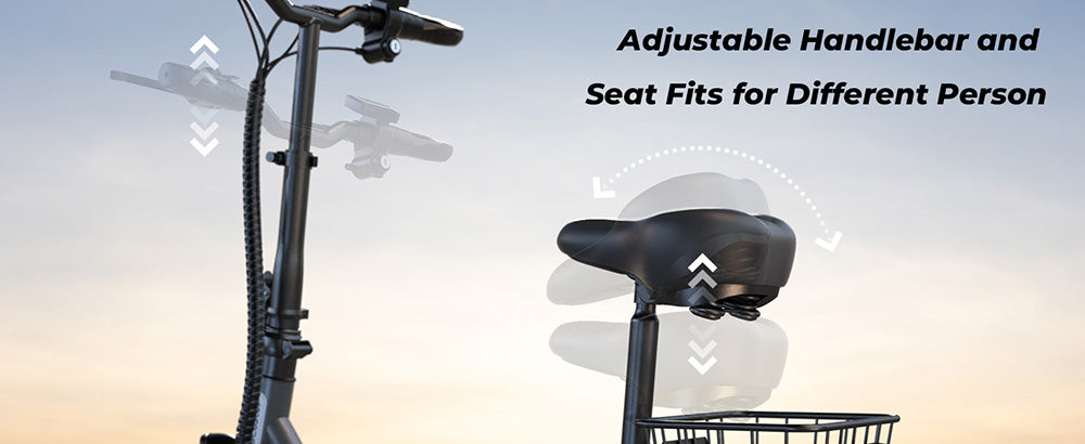 Elektrická koloběžka iScooter F3 se sedadlem a zadním košíkem, motor 1000 W, baterie 48 V 13 Ah, 10palcová pneumatika, maximální rychlost 45 km/h, dojezd 60 km, přední a zadní bubnová brzda, maximální zatížení 120 kg