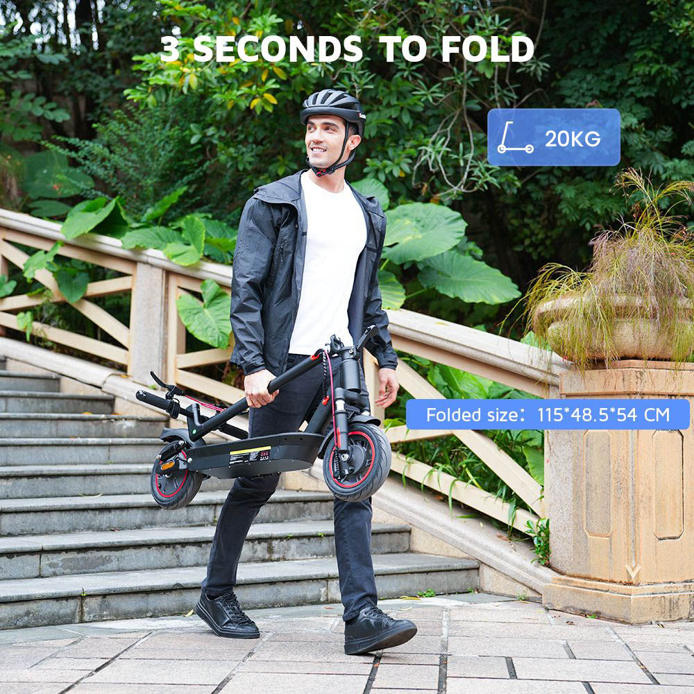 Elektrická koloběžka iScooter i10, motor 650 W, 36 V 15 Ah, 10palcová pneumatika, maximální rychlost 40 km/h, maximální dojezd 45 km, přední a zadní odpružení, elektronická brzda a kotoučová brzda