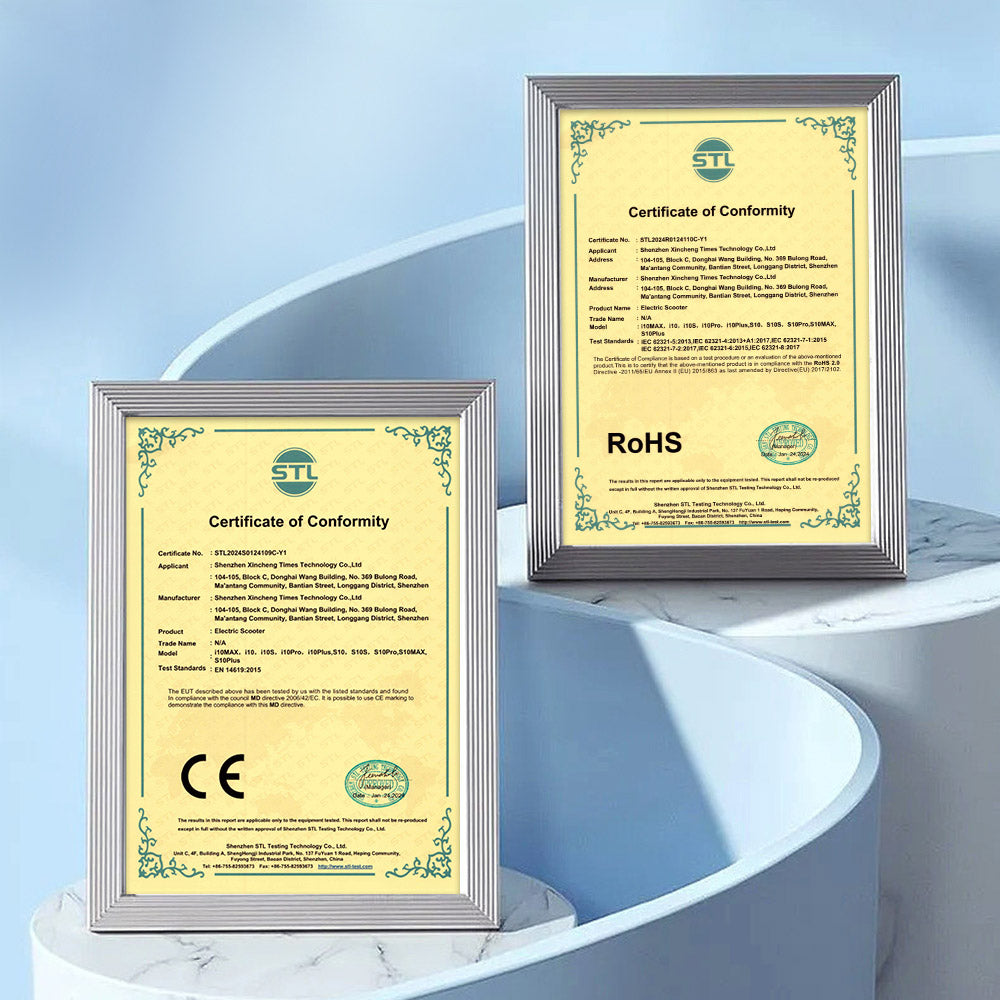 Elektrická koloběžka iScooter i10Max, motor 750 W, baterie 48 V 18 Ah, 10palcová pneumatika, maximální rychlost 45 km/h, dojezd 96 km, vodotěsnost IP54, přední a zadní odpružení, ovládání aplikací