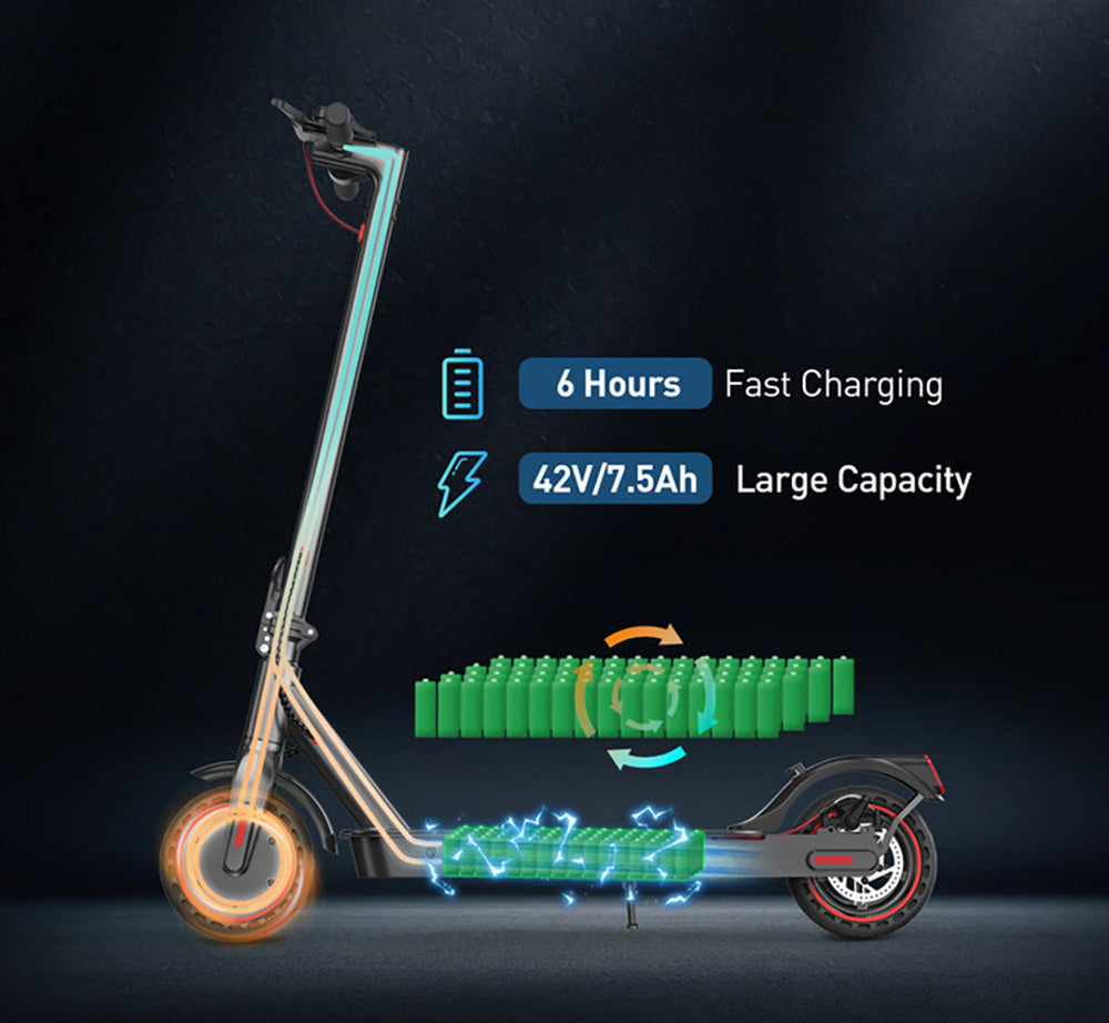 iScooter i9 Skládací elektrická koloběžka 8,5 palce Voštinové pneumatiky 350 W Motor 7,5 Ah Baterie 30 km/h Maximální rychlost Aplikace IP54 Voděodolnost - Černá