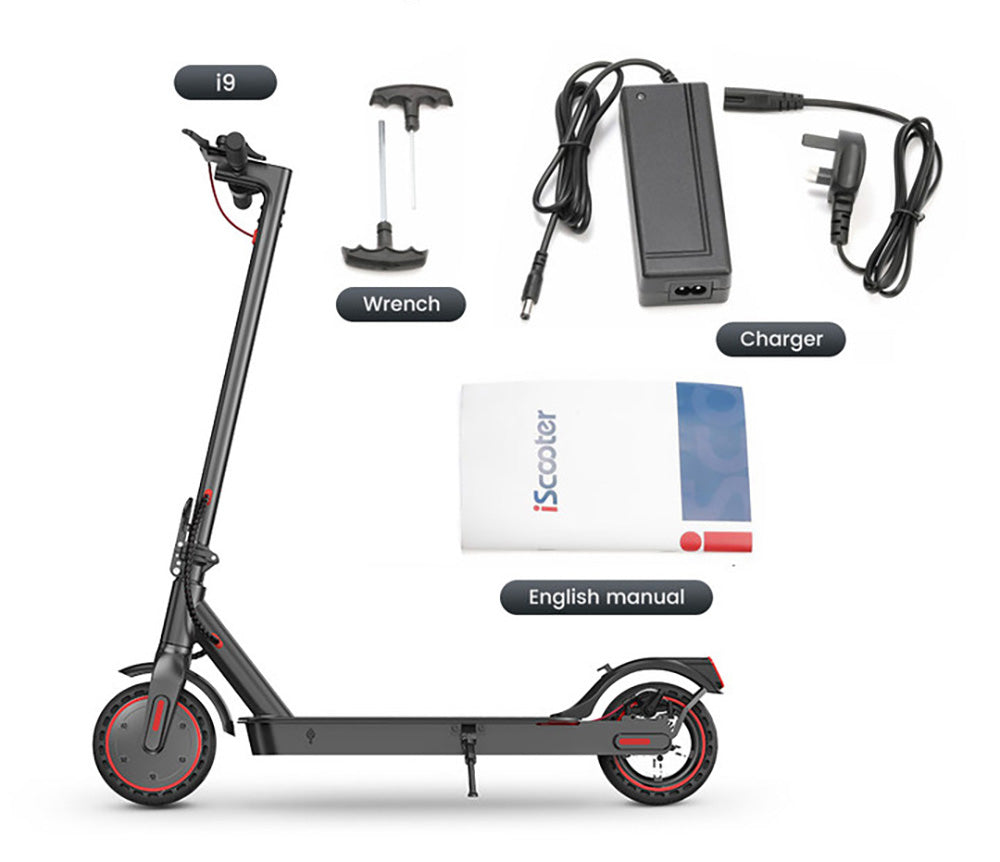 iScooter i9 Skládací elektrická koloběžka 8,5 palce Voštinové pneumatiky 350 W Motor 7,5 Ah Baterie 30 km/h Maximální rychlost Aplikace IP54 Voděodolnost - Černá