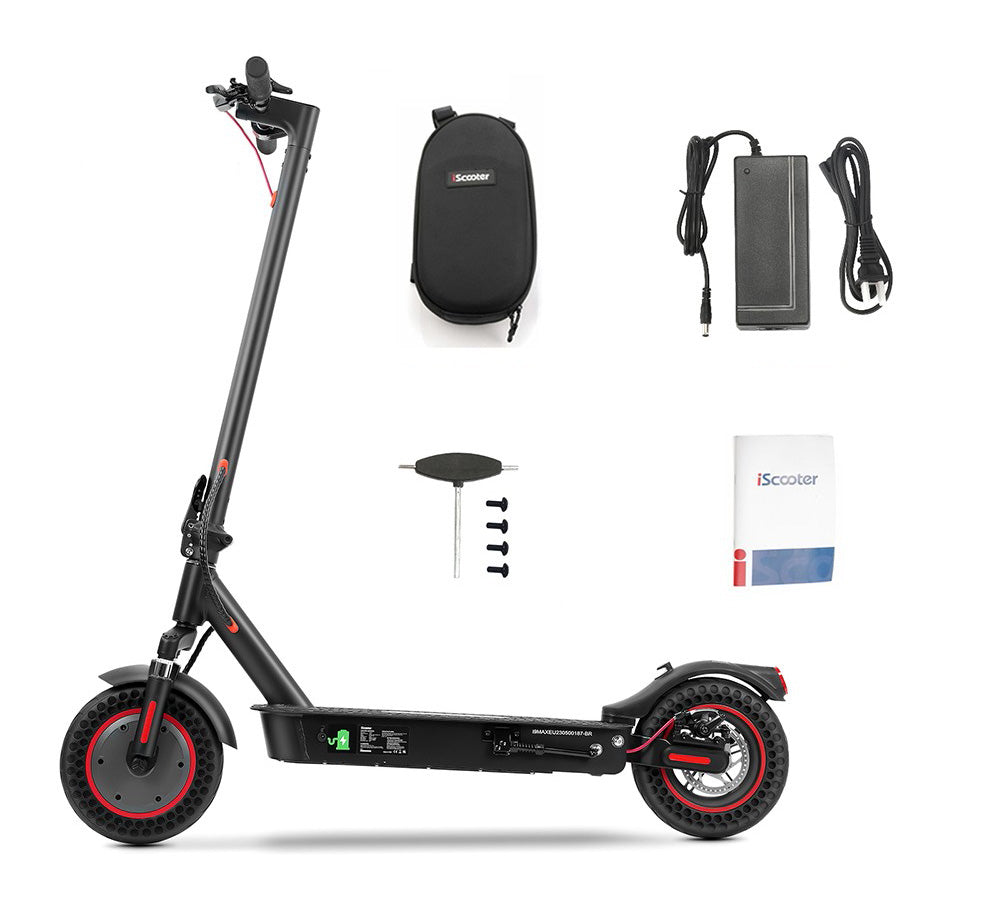 iScooter i9 Max Elektrická koloběžka 10 palců Voštinové pneumatiky 500W motor 36V 10Ah baterie 30km/h maximální rychlost 30-40km maximální dojezd nosnost 120kg dvojité tlumení nárazů inteligentní ovládání pomocí aplikace