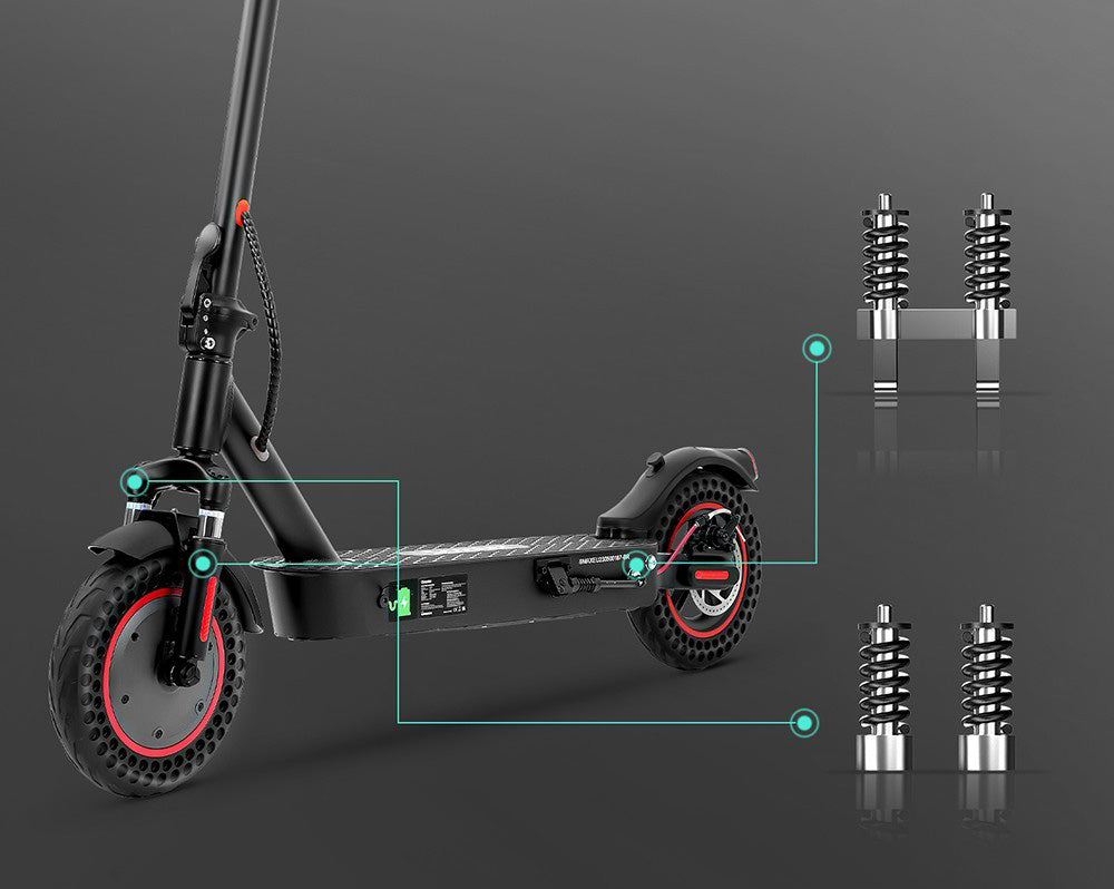 iScooter i9 Max Elektrická koloběžka 10 palců Voštinové pneumatiky 500W motor 36V 10Ah baterie 30km/h maximální rychlost 30-40km maximální dojezd nosnost 120kg dvojité tlumení nárazů inteligentní ovládání pomocí aplikace