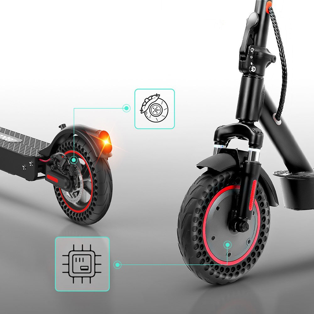 iScooter i9 Max Elektrická koloběžka 10 palců Voštinové pneumatiky 500W motor 36V 10Ah baterie 30km/h maximální rychlost 30-40km maximální dojezd nosnost 120kg dvojité tlumení nárazů inteligentní ovládání pomocí aplikace