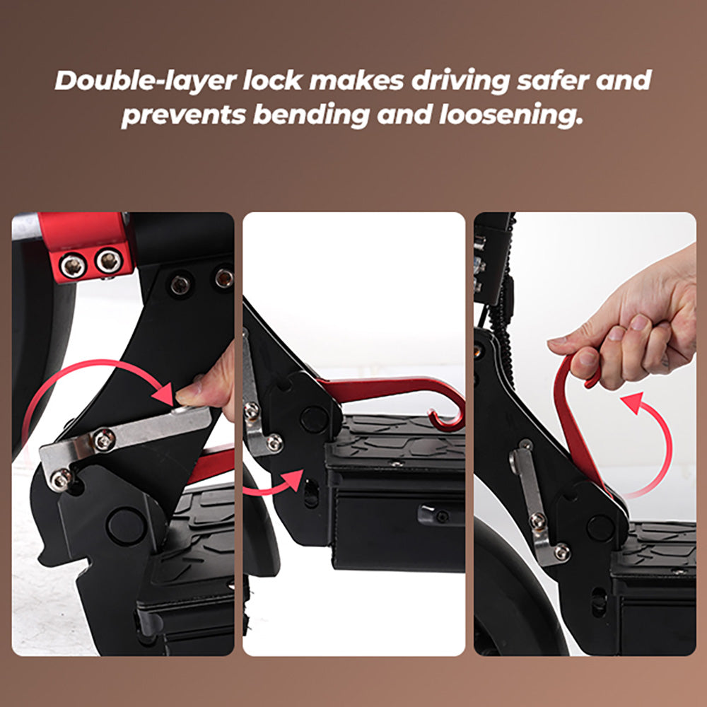 Elektrická koloběžka iScooter iX5S, motor 1000 W, baterie 48 V 15 Ah, pneumatiky 10 palců, maximální rychlost 25 km/h, dojezd 65 km, dvojité kotoučové brzdy, přední a zadní tlumiče