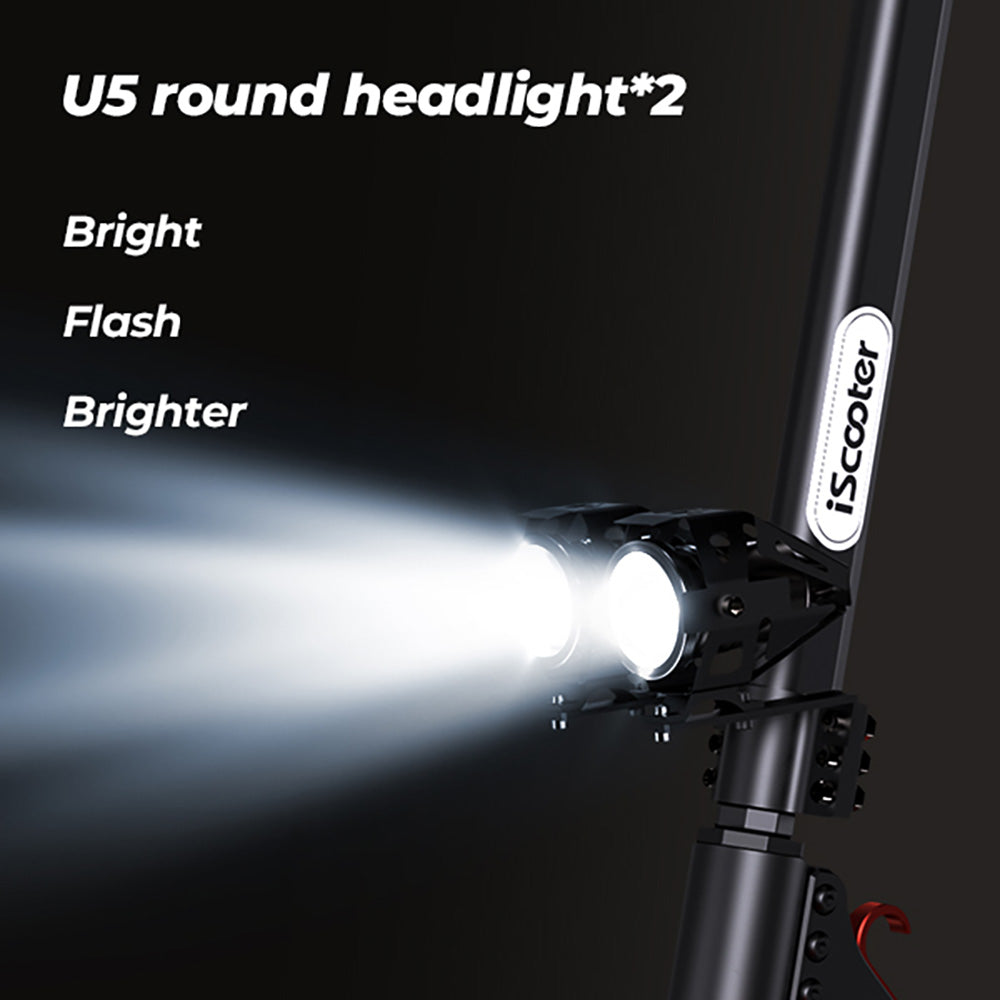 Elektrická koloběžka iScooter iX5S, motor 1000 W, baterie 48 V 15 Ah, pneumatiky 10 palců, maximální rychlost 25 km/h, dojezd 65 km, dvojité kotoučové brzdy, přední a zadní tlumiče