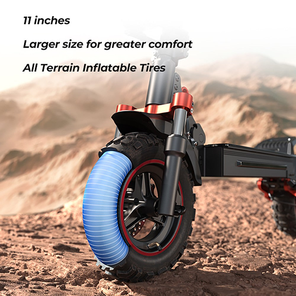 Elektrická koloběžka iScooter iX5S, motor 1000 W, baterie 48 V 15 Ah, pneumatiky 10 palců, maximální rychlost 25 km/h, dojezd 65 km, dvojité kotoučové brzdy, přední a zadní tlumiče