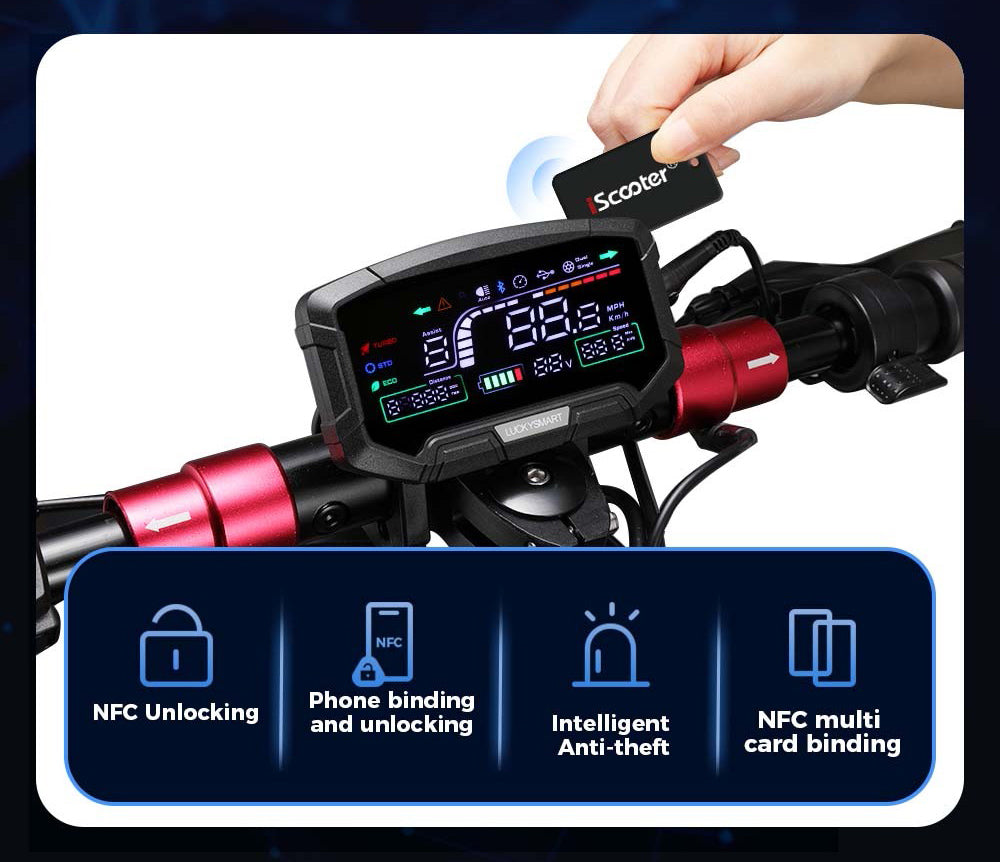 Elektrická koloběžka iScooter iX6, 11" pneumatiky do terénu, zadní motor 1000 W, maximální rychlost 45 km/h, baterie 48 V 17,5 Ah, dojezd 40–45 km