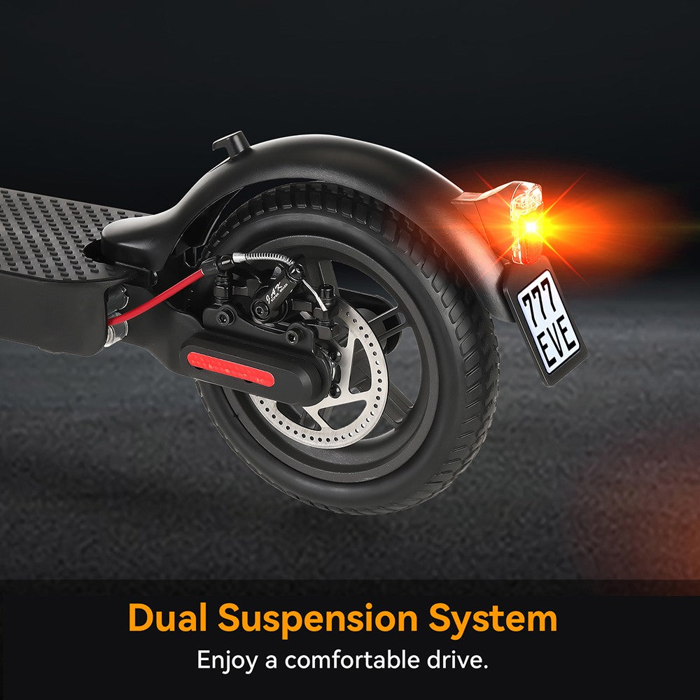 Elektrická koloběžka E9 Pro, certifikace ABE, motor 350 W, baterie 36 V 7,5 Ah, pneumatiky 8,5 palce, maximální rychlost 20 km/h, dojezd 30 km, dvojitý brzdový systém, ovládání aplikací