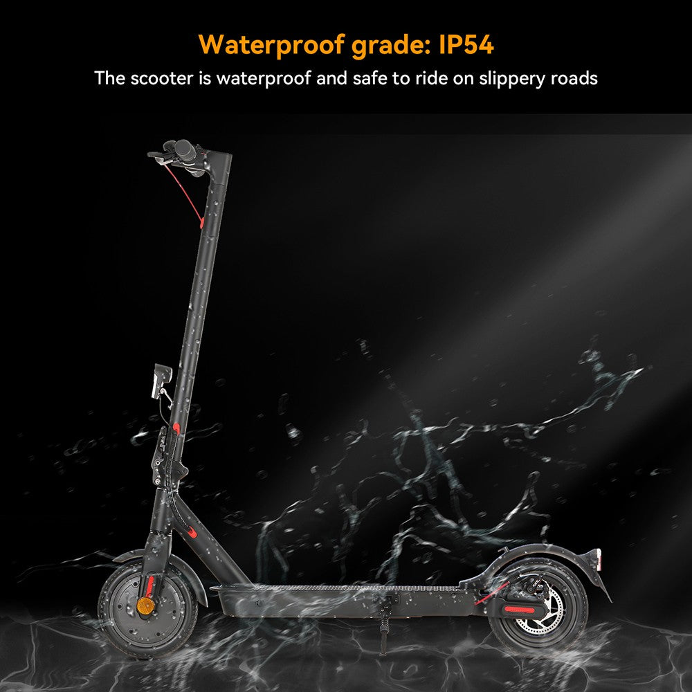 Elektrická koloběžka E9 Pro, certifikace ABE, motor 350 W, baterie 36 V 7,5 Ah, pneumatiky 8,5 palce, maximální rychlost 20 km/h, dojezd 30 km, dvojitý brzdový systém, ovládání aplikací