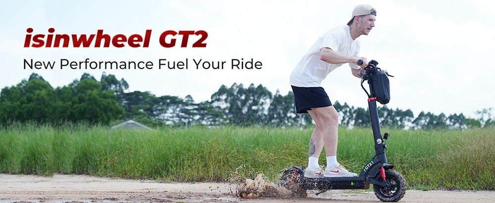 Terénní elektrická koloběžka isinwheel GT2, motor 800 W, baterie 48 V 15 Ah, 11palcové pneumatiky, maximální rychlost 45 km/h, maximální dojezd 45 km, kotoučová brzda, čtyřnásobný tlumič