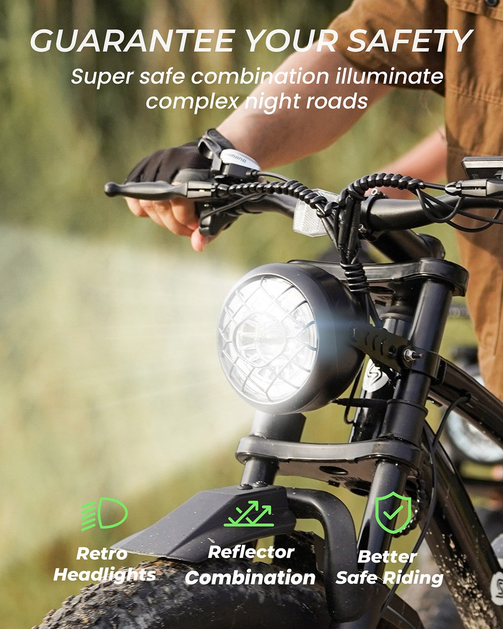 Elektrokolo isinwheel M10 Plus, motor 250 W, baterie 48 V 13 Ah, pneumatiky 26 x 4,0 palce, maximální rychlost 25 km/h, dojezd 100 km, přední a zadní kotoučové brzdy, 7stupňová převodovka, celoodpružené - černé