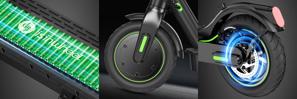 Elektrická koloběžka isinwheel S9 Pro, motor 350 W, baterie 36 V 7,5 Ah, pneumatika 8,5 palce, maximální rychlost 25 km/h, dojezd 28 km, ovládání aplikací