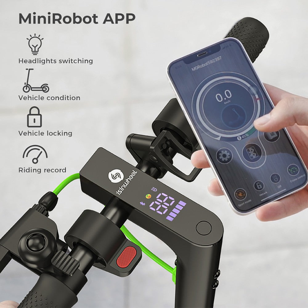 Elektrická koloběžka isinwheel S9 Pro, motor 350 W, baterie 36 V 7,5 Ah, pneumatika 8,5 palce, maximální rychlost 25 km/h, dojezd 28 km, ovládání aplikací