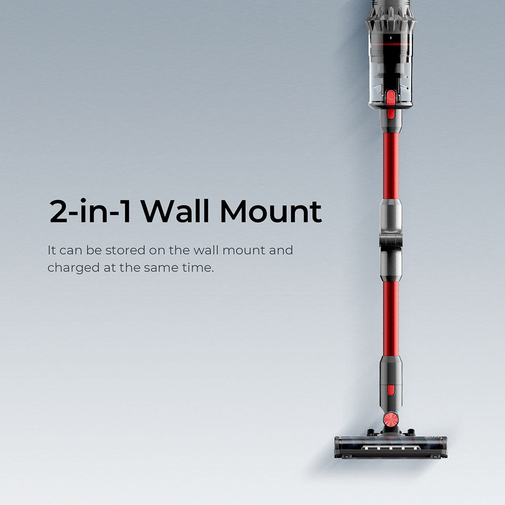 Bezdrátový vysavač JIGOO C500, sací tlak 33 kPa, motor 500 W, inteligentní senzor prachu, nádoba na prach o objemu 1,2 l, výdrž baterie až 60 minut, vyjímatelná baterie 2200 mAh, dotyková LED obrazovka, otočná kovová trubice
