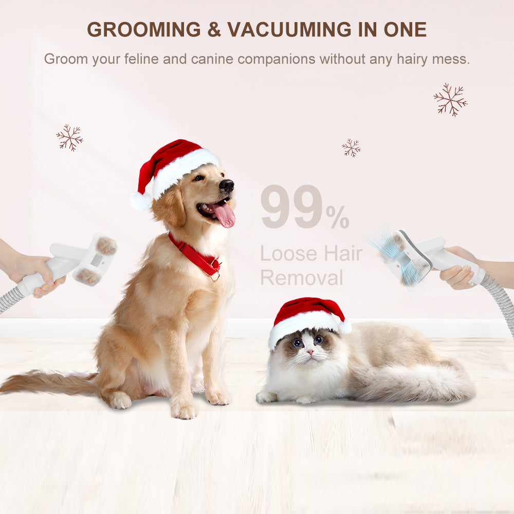 JIGOO P300 11v1 sada vysavačů pro péči o domácí mazlíčky, 3 rychlostní režimy, 4l nádobka na prach, 4 vodicí hřebeny, nízká hlučnost - americká zástrčka