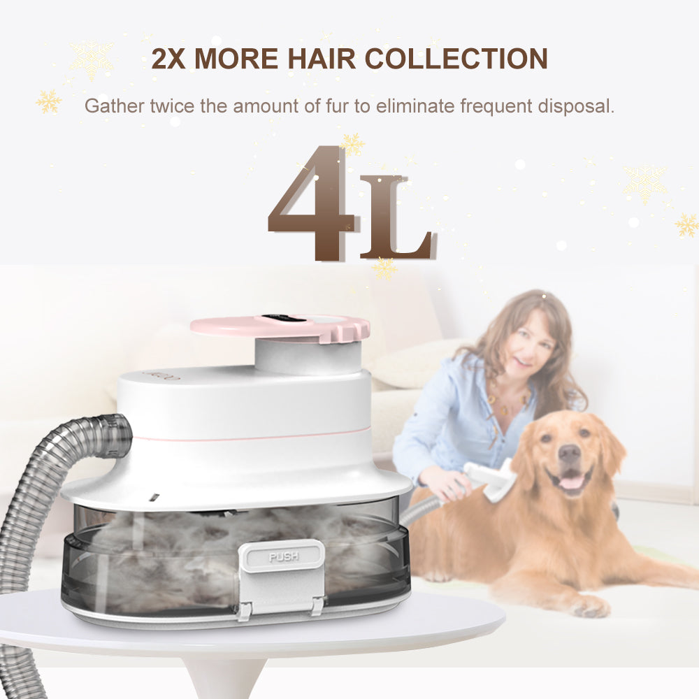 JIGOO P300 11v1 sada vysavačů pro péči o domácí mazlíčky, 3 rychlostní režimy, 4l nádobka na prach, 4 vodicí hřebeny, nízká hlučnost - americká zástrčka