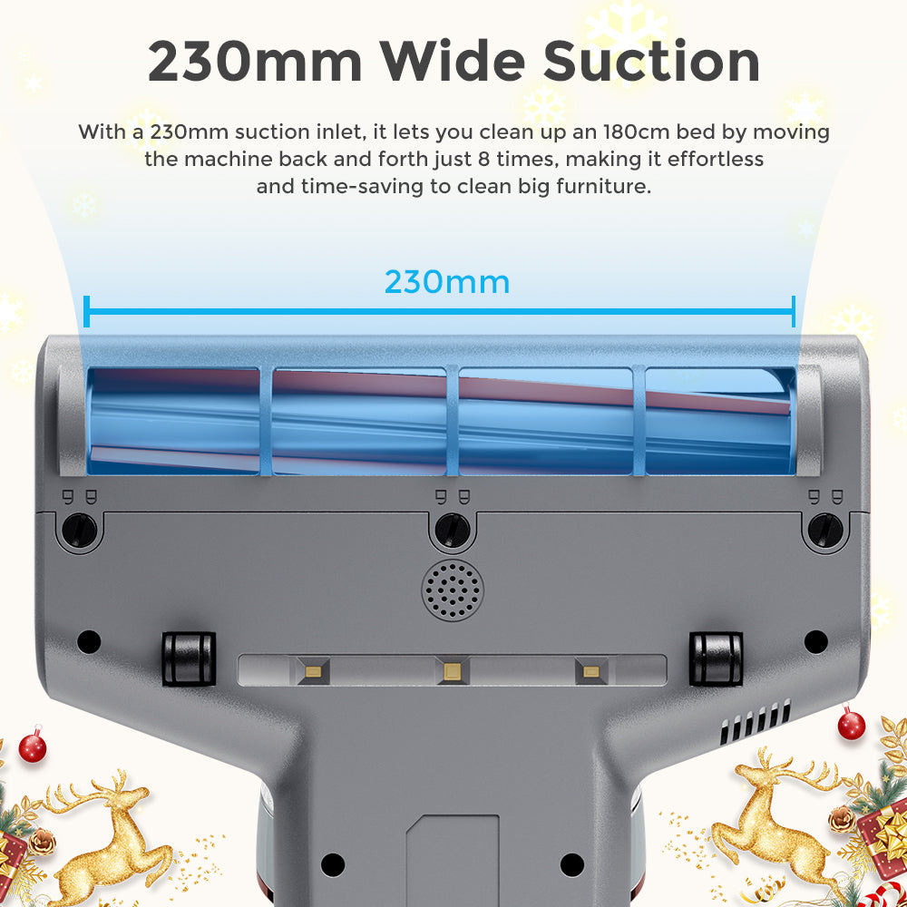 JIGOO S300 Pro Dvoukombkový Inteligentní Čistič Roztočů s Čidlem Roztočů 500W 13KPa Sání Inovativní Kovový Kartáč UV Světlo a Ultrazvuková Technologie Vícesměrový Ohřev 99,9% Odstranění Roztočů - Šedý