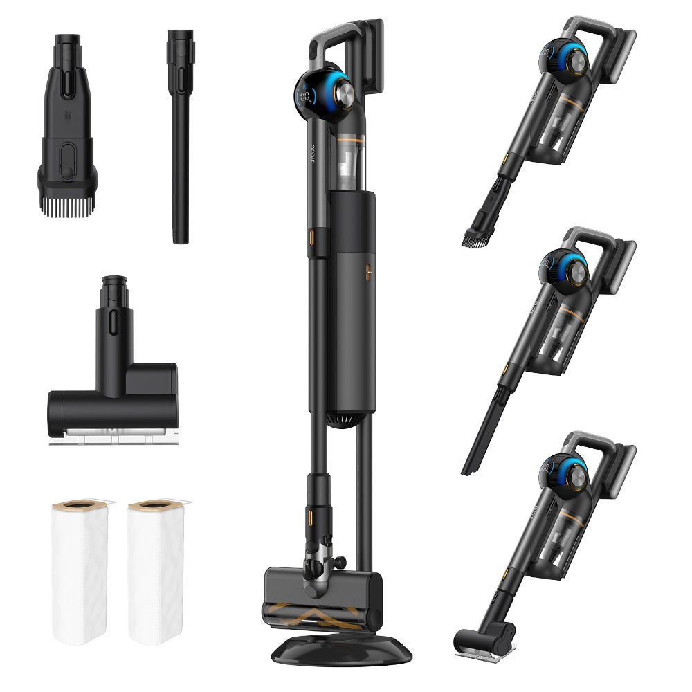 JIGOO V700 Cordless Vacuum Cleaner with 2.5 L Suction Station, Automatic Dust Emptying, 33KPa Suction Power, Anti-Tangle Brush, Dual LED Illumination, Up to 55 Minutes Runtime, Ideal for Hard Floor, Carpet, Pet