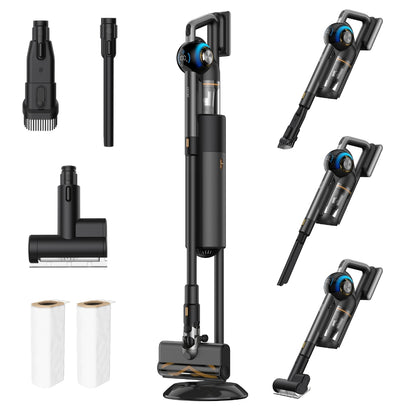 JIGOO V700 Cordless Vacuum Cleaner with 2.5 L Suction Station, Automatic Dust Emptying, 33KPa Suction Power, Anti-Tangle Brush, Dual LED Illumination, Up to 55 Minutes Runtime, Ideal for Hard Floor, Carpet, Pet
