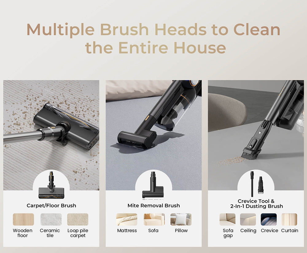 Bezdrátový vysavač JIGOO V700 se sací stanicí 2,5 l, automatické vyprazdňování prachu, sací výkon 33 kPa, kartáč proti zamotání, dvojité LED osvětlení, doba provozu až 55 minut, ideální na tvrdé podlahy, koberce a domácí mazlíčky