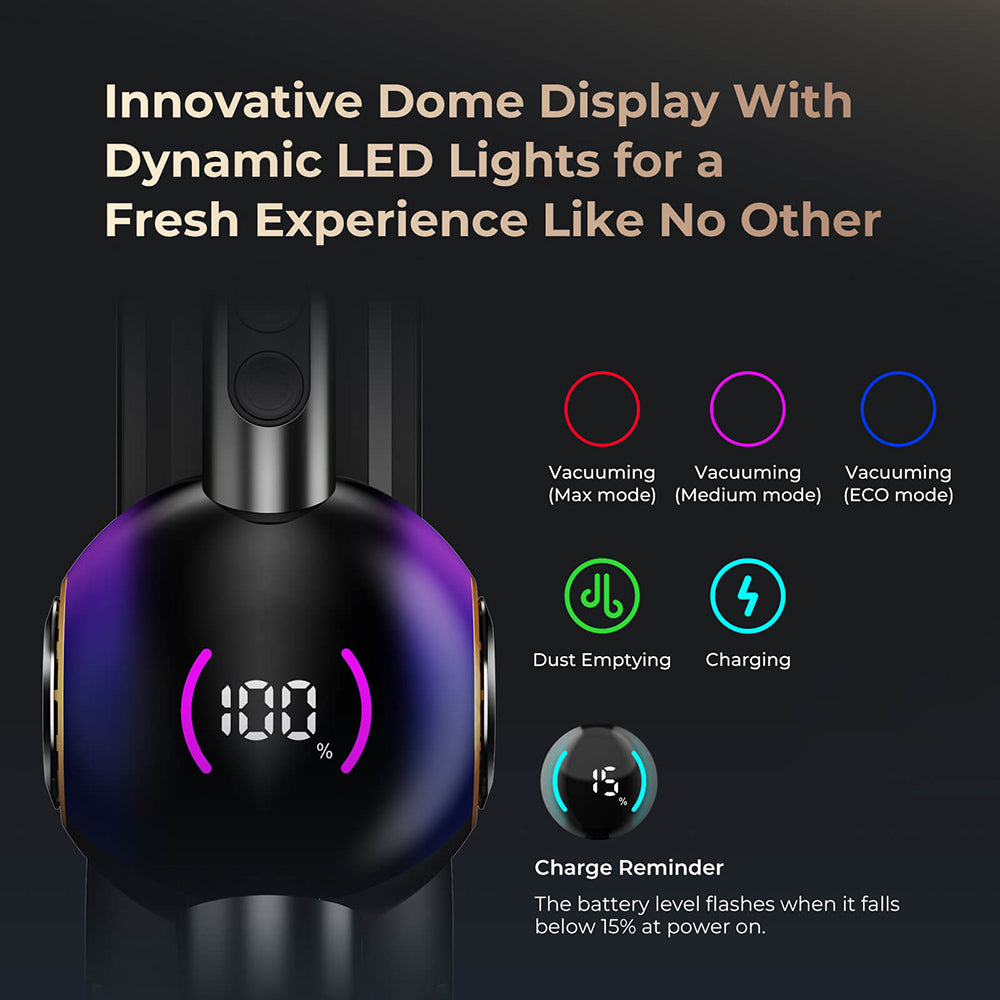 Bezdrátový vysavač JIGOO V700 se sací stanicí 2,5 l, automatické vyprazdňování prachu, sací výkon 33 kPa, kartáč proti zamotání, dvojité LED osvětlení, doba provozu až 55 minut, ideální na tvrdé podlahy, koberce a domácí mazlíčky