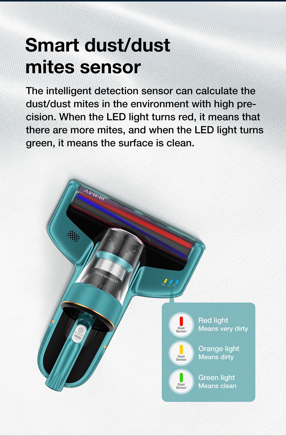 Ruční vysavač proti roztočům Jimmy BX6 600 W, rozšířený sací otvor 240 mm, UV lampa a ultrazvuková technologie - modrý