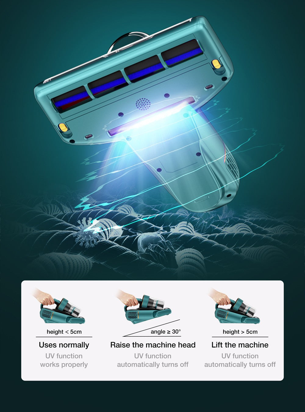 Ruční vysavač proti roztočům Jimmy BX6 600 W, rozšířený sací otvor 240 mm, UV lampa a ultrazvuková technologie - modrý