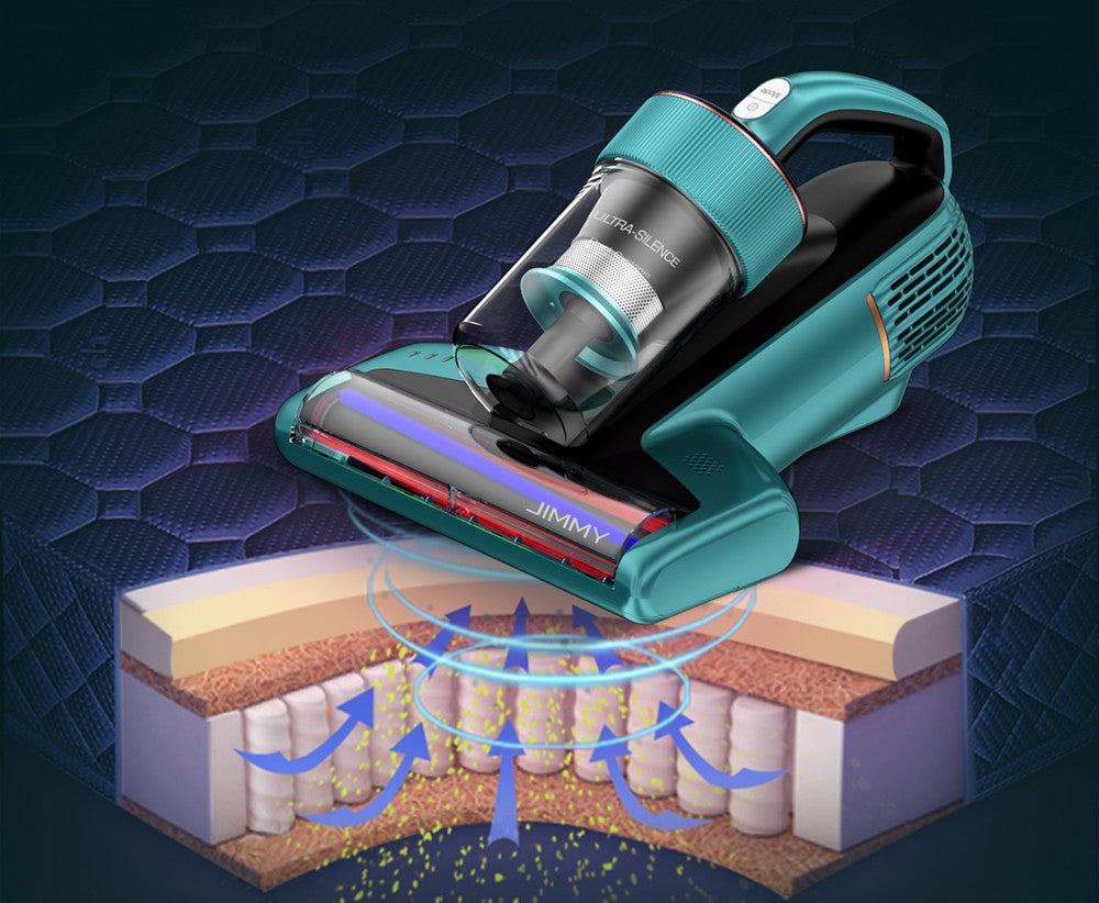 Ruční vysavač proti roztočům Jimmy BX6 600 W, rozšířený sací otvor 240 mm, UV lampa a ultrazvuková technologie - modrý