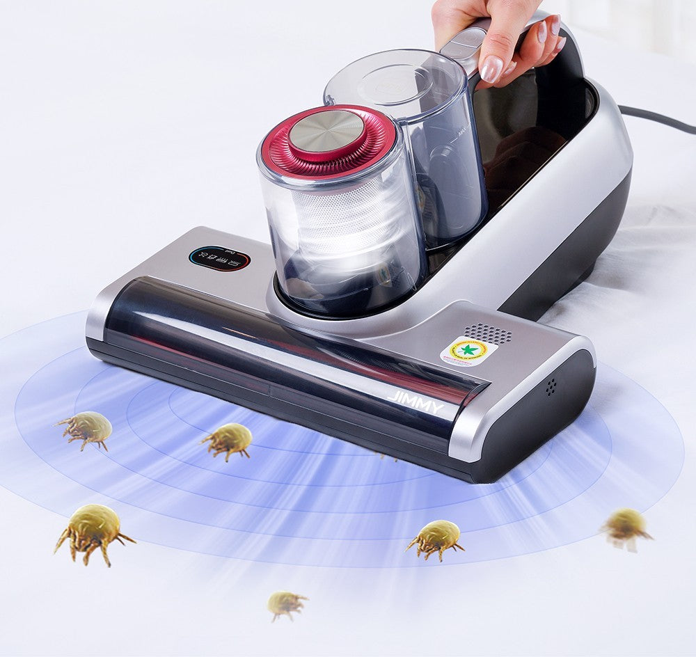 Vysavač JIMMY BX6 Pro s dvojitým kelímkem proti roztočům, sací otvor 245 mm, nádoba na prach o objemu 0,5 l, chytrý senzor prachu, funkce UV sterilizace, ultrazvuk, LED displej