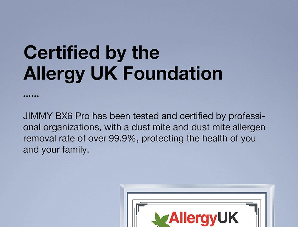 Vysavač JIMMY BX6 Pro s dvojitým kelímkem proti roztočům, sací otvor 245 mm, nádoba na prach o objemu 0,5 l, chytrý senzor prachu, funkce UV sterilizace, ultrazvuk, LED displej