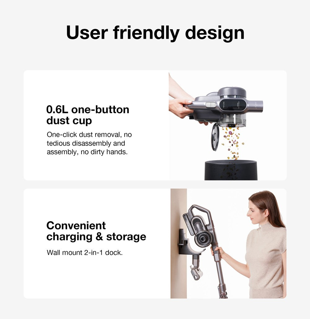 Ruční bezdrátový vysavač JIMMY H10 Flex, sací výkon 245 W, 4 režimy čištění, nádoba na prach 0,6 l, baterie 2500 mAh