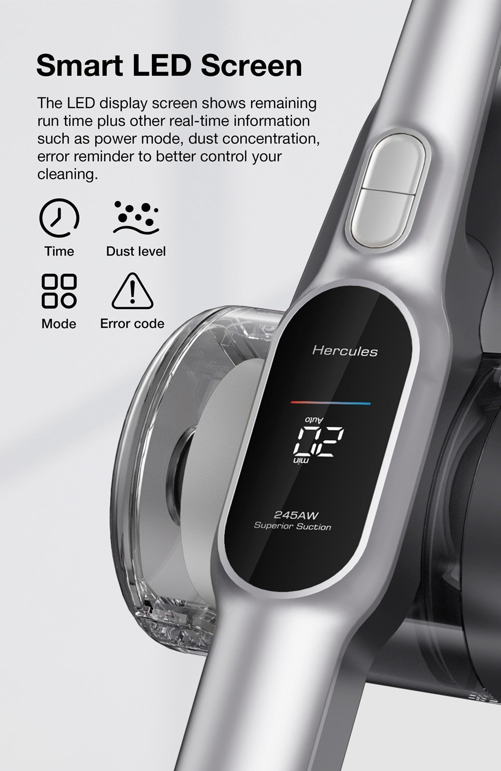 Ruční bezdrátový vysavač JIMMY H10 Flex, sací výkon 245 W, 4 režimy čištění, nádoba na prach 0,6 l, baterie 2500 mAh