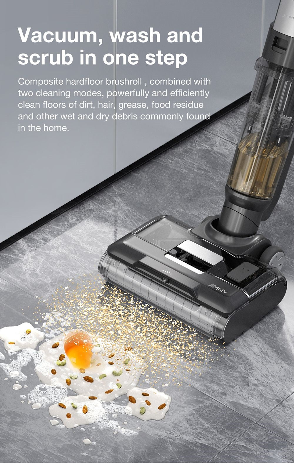 Bezdrátový mokro-suchý vysavač JIMMY HW9, samočisticí, 400ml nádržka na prach a vodu, vodotěsný bezkartáčový motor, ovládání vodní sprchy, LED displej