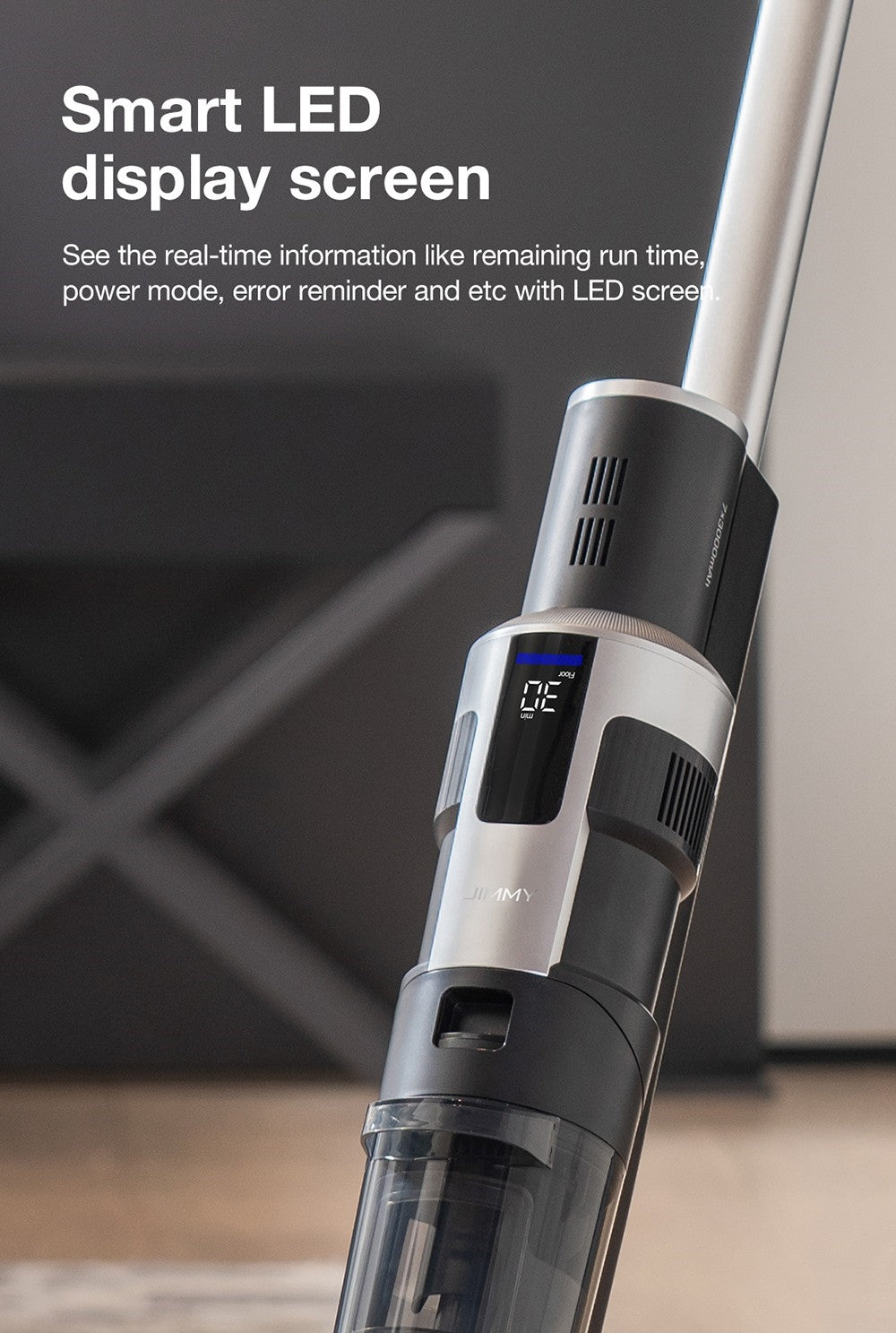 Bezdrátový mokro-suchý vysavač JIMMY HW9, samočisticí, 400ml nádržka na prach a vodu, vodotěsný bezkartáčový motor, ovládání vodní sprchy, LED displej