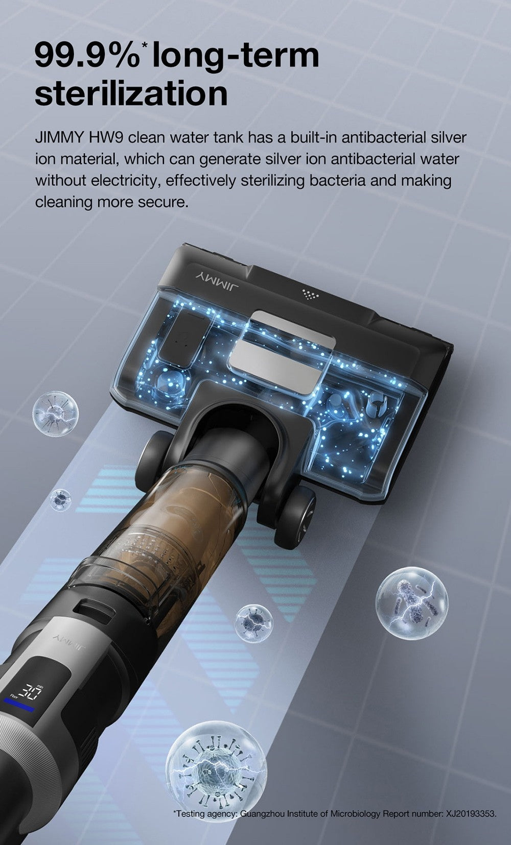 Bezdrátový mokro-suchý vysavač JIMMY HW9, samočisticí, 400ml nádržka na prach a vodu, vodotěsný bezkartáčový motor, ovládání vodní sprchy, LED displej