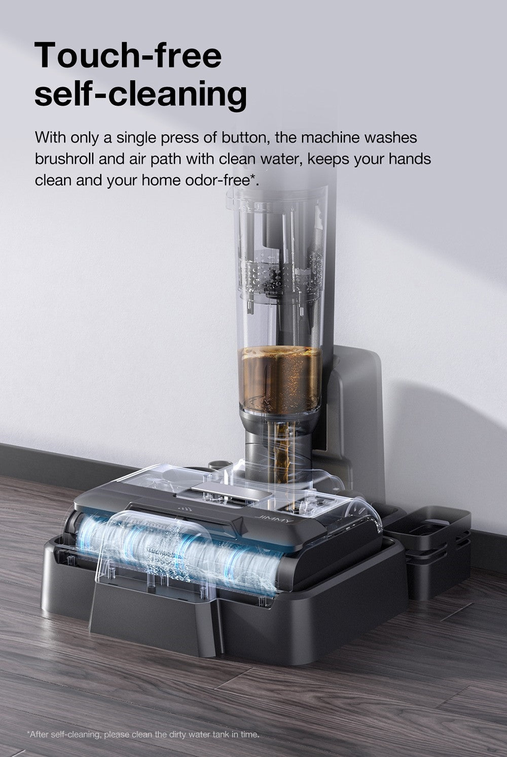 Bezdrátový mokro-suchý vysavač JIMMY HW9, samočisticí, 400ml nádržka na prach a vodu, vodotěsný bezkartáčový motor, ovládání vodní sprchy, LED displej