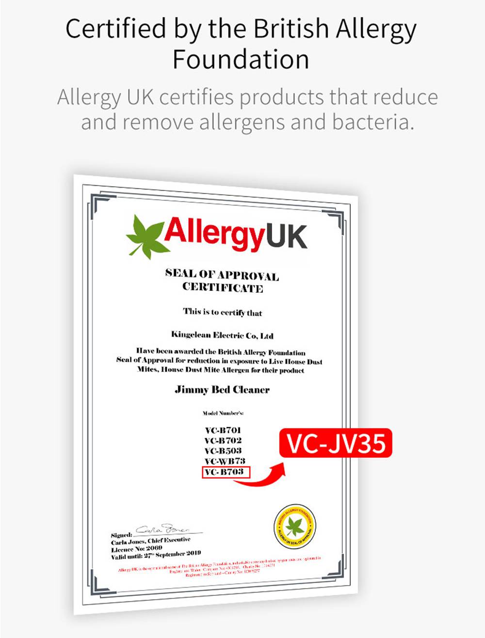 JIMMY JV35 Vysavač proti roztočům UV akaricid 700 W Výkon 14 kPa Silné sací výkon Mezinárodní verze - šedý