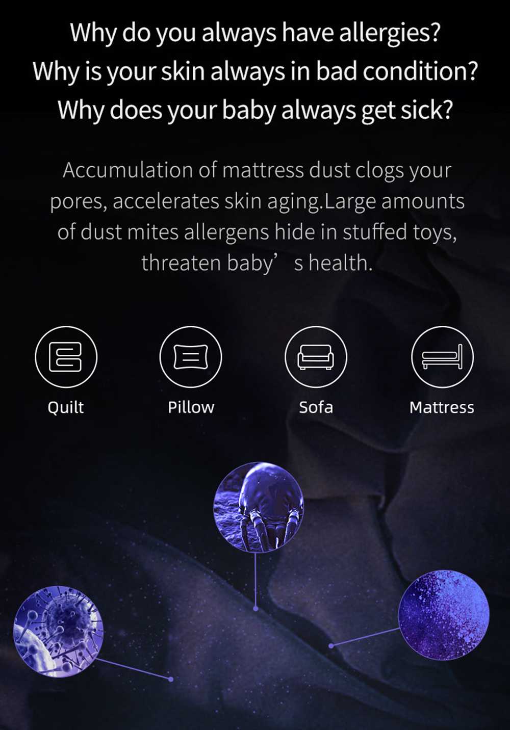 JIMMY JV35 Vysavač proti roztočům UV akaricid 700 W Výkon 14 kPa Silné sací výkon Mezinárodní verze - šedý